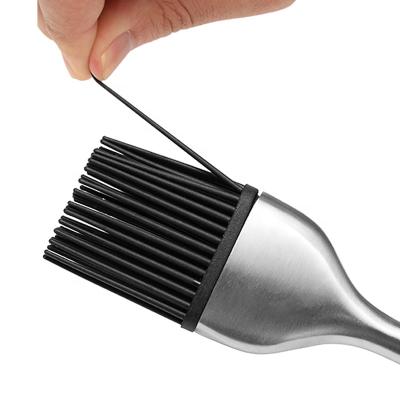 China Easily Cleaned Silicone BBQ Brush BPA Free Basting Pastry Brush with Stainless Steel Handle Oil Brush for Grilling BBQ for sale