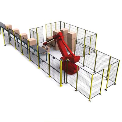 China Easily Assembled Workshop Production Line Fencing Security Guarding Metal Post Barrier Iron Wire Mesh Robot Low Wall Fencing for sale