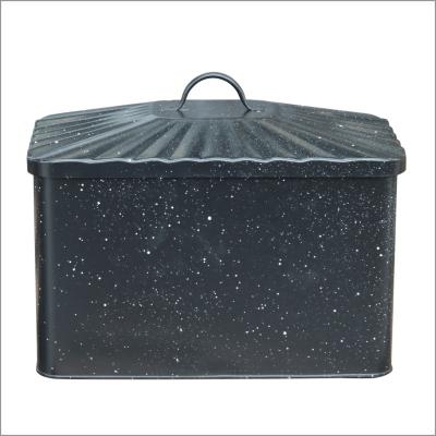 China Freshness Preservation Kitchen Black Rectangle Bread Bin Storage Box With Lid for sale