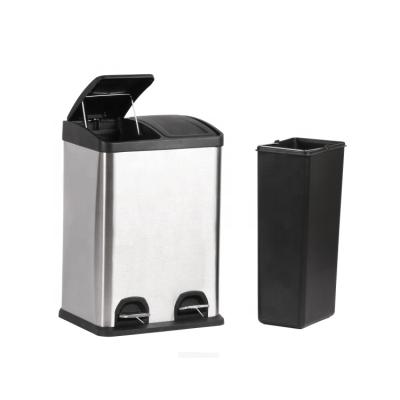 China Sustainable Large Stainless Steel Hotel Pedal Trash Can for sale