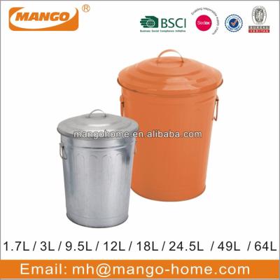 China Sustainable Galvanized Metal Ribs Garbage Bin for sale