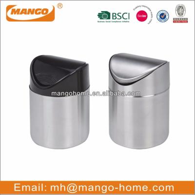 China Sustainable Customized Stainless Steel Mini Lid Swing Dust Bin for sale