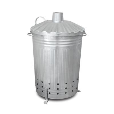 China Large 90 Liters Galvanized Garden Garbage Incinerator For Hotels With Cover Garbage Garbage Incinerators for sale