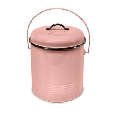 China Cylindrical Freshness Preservation Iron Steel Compost Bin Powder Coating For Kitchen Storage Container Compost Bin Compost Bucket for sale