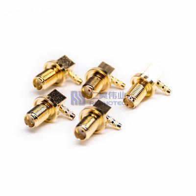 China Flange / Bulkhead / Through Hole / SMT / Offset Type Moun SMA Connector Right Angle Crimp Female Bulkhead / Plate Edge With RG316 For Waterproof Cable Panel Mount RF Coaxial Connectors pcb board for sale