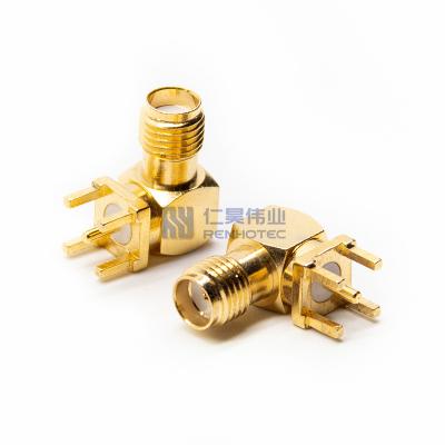 China Clamp / Bulkhead / Through Hole / SMT / Offset Moun Conector SMA 90 Type RF Connectors Macho PCB Mount RP-SMA IP67 Micro Coaxial Female Kit K Water Proof /flat edge for sale