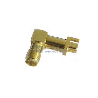 China Flange/Bulkhead/Through Hole/SMT/Offset Type/Flat Edge Moun SMA Female Connector For PCB Right-Angle Edge Mount RF Coaxial Connectors Jack Right-Angle 90 Degree Gold Plated for sale