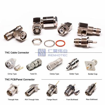 China RF TNC Connector Female Male Jack Plug For RF Crimp 4 Hole Flange PCB Mount RG213 RG58 RG400 Coaxial Angle Straight for sale