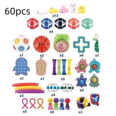 China Plastic Decompression Toy Play Set 60 Pcs, Fingertip Toys Set To Relieve Stress And Get Rid Of Worries Health Happy Growth for sale