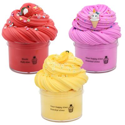 China Cotton Mud 2021 Sale Educational Toys 3 Pcs Crazy Educational Colorful Fluffy Cup Cake Putty Cotton Plasticine Toys for sale