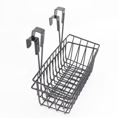 China OEM Workable Support Full Inspection 551-12 Kitchen Organizer Black Over Cabinet Door Metal Grid Wire Storage Basket With Hook for sale