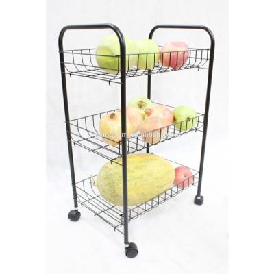 China Storage 549-24 3 Tier Black Power Coating Metal Wire Storage Cart for sale