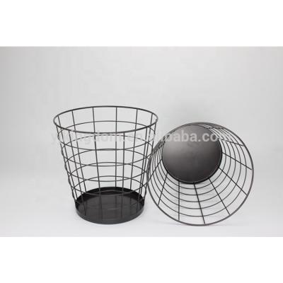 China Sustainable 550-35 Household Tool Black Metal Wire Metal Wire Waste Paper Waste Bin Cleaning Basket for sale