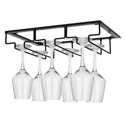 China Sustainable OEM&wholesaler 551-34 luxury under cabinet hanging metal iron black wine glasses holder for sale