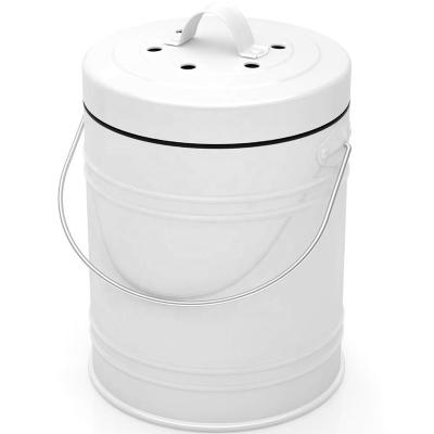 China Wholesaler&OEM 551-37 White 3L Vegetable Garden Compost Bin Sustainable With Lid And Plastic Bucket for sale