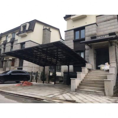 China Aluminum alloy and polycarbonate Hot Luxury New Fashion Aluminium Metal Rv Carport Cover Inclined tie rod carport With Arched Roof for sale