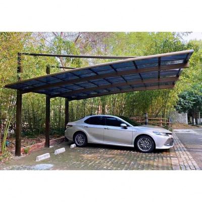 China Aluminum alloy and polycarbonate Competitive Pice Single Slope Alluminio Prezzi Inclined tie rod carport for sale