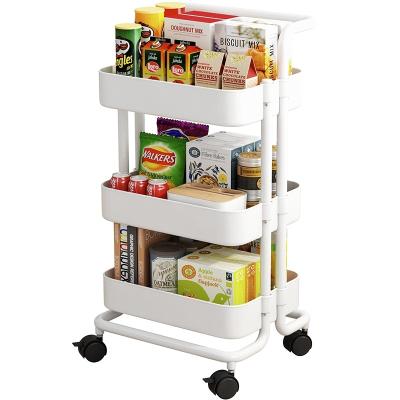 China Viable Customized Design 3 Tier Jewelry Organizer Storage Cart Trolley Household Storage Rack with Wheels and Handle for sale