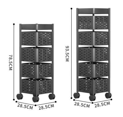 China Sustainable 5 Layers Rotating Practical Kitchen Shelf Rotating Storage Cart Shelves Racks For Kitchen for sale