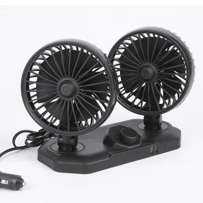 China Small 24 No Force Noise Portable Dual Head Fan Dashboard Fan 12v Car Auto Cooling Fans for sale