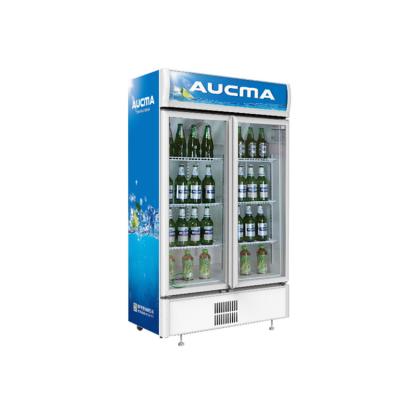 China Single-temperature Factory Supply Display CabinetVertical Two Door Upright Beverage Freezer With Light Box for sale