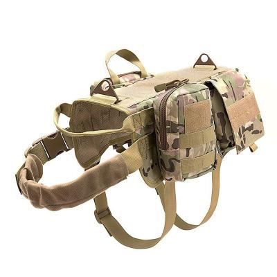 China Nibao 1000D Nylon Dog Harness Dog Training Molle Tactical Weighted Pet Vest Harness Viable With Detachable Pouches for sale