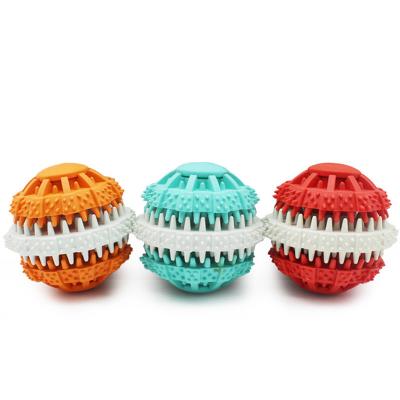 China Pet Ball Pet Toy Dental Cleaning Interactive Cat Viable Rubber Dog Toy Ball Puppy Teething Toys for sale