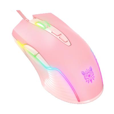 China Onikuma CW905 RGB Optical Adjustable 6 Colors Wired Waterproof PC Pink Gaming Mouse for sale