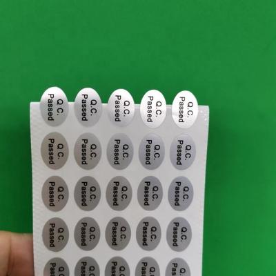 China Waterproof Manufacturer Customized Products Qualified QC PASS Silver Sticker Label for sale