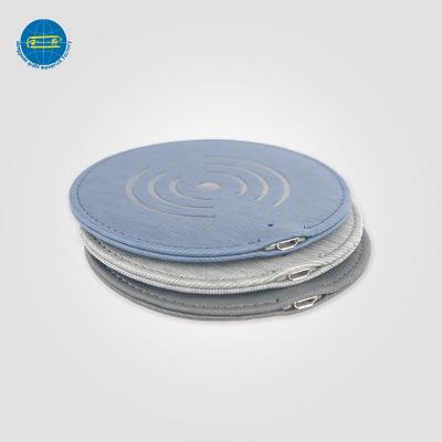 China Office Mini Round Wireless Leather Charger for sale