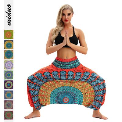 China Breathable Wholesale Digital Printing European and American Loose Yoga Fitness Leg Dance Wide Leg Bloomers for sale