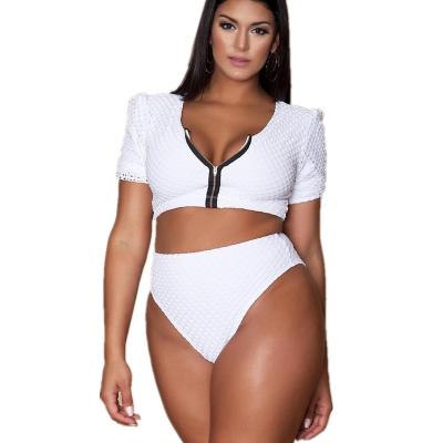 China 2020 Wholesale Two Piece Bikinis Women's Plus Size High Waist Solid Swimwear Sexier QUICK DRY Bathing Suit for sale