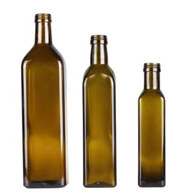 China Cheap Food 250ml 500ml 750ml Amber Square Glass Oil Bottle For Cooking Olive Oil Glass Bottle Container for sale