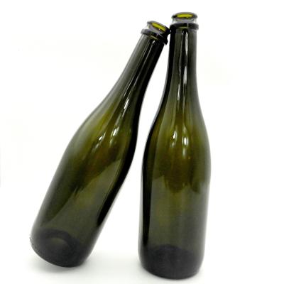 China Beverage Empty Wine Bottles Wholesale 750ml Amber Round Champagne Glass Bottle for sale