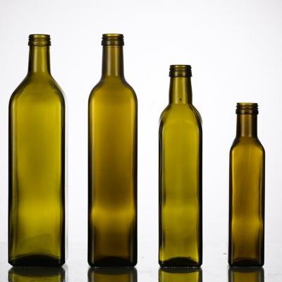 China Custom Food Kitchen Empty Marasca Frying Oil Olive Oil Glass Square Bottle With Metal Lid Olive Oil Bottle for sale