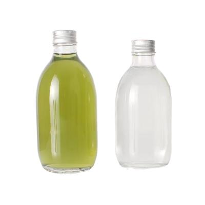 China Beverage Round 280ml 350ml Clear Coffee Beverage Bottle 500ml Wholesale Glass Beverage Bottles for sale