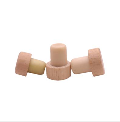 China Non Spill Customized Luxury Wood Top Synthetic Cork Cap T Shape Wine Synthetic Cork Stopper for sale