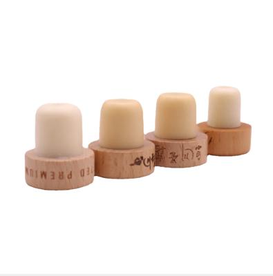 China Non Spill Custom Wood Top Ice Wine Bottle Synthetic Cork Stopper T Shape Vodka Wine Corks Seal for sale