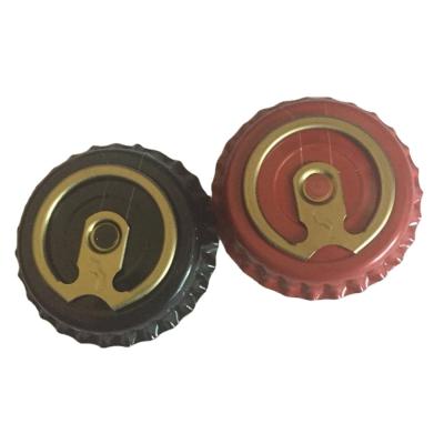 China Non Spill Factory Fast Delivery Cap Glass Beer Soda Bottle Tinplate Drinking Crown Cap With Pull Ring for sale