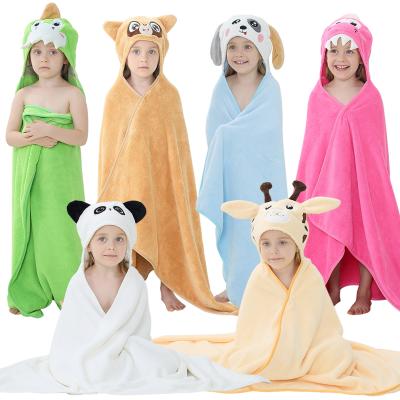 China Michley's Child Safe Design Your Own Animal Microfiber Flannel Recycled Kids Hooded Towel for sale