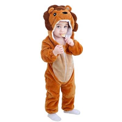 China New Design Brown Flannel MICHLEY Kids Party Infant Lion Costume Baby Rompers Newborn Cosplay for sale