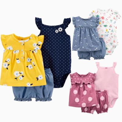 China MICHLEY Antibacterial Cotton Shell 100% Soft Three-Piece Suit Rompers Boy And Girl Pants Spring Summer Baby Clothes for sale