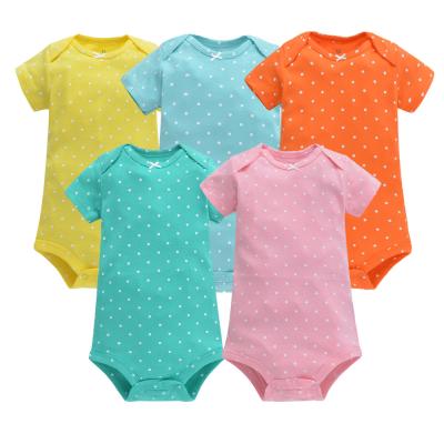 China Wholesale 100% Cotton Michley 5 Piece Baby Romper Set Newborn Short Sleeve Summer Baby Onesie Set for sale