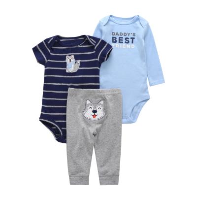 China Wholesale Breathable Autumn Girls Rompers Cotton 3Pcs Michley Spring Set Baby Boy Overalls Baby Clothes for sale