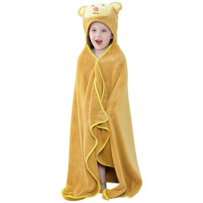 China Viable Flannel Kids Bathtowel Boys Girls Monkey Cartoon Factory Michley Hooded Towel for sale