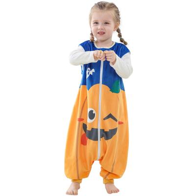 China Michley Breathable Ready To Ship Girls Halloween Pumpkin Rompers Boys Kids Sleeping Bag Baby Sleeveless Pajamas for sale