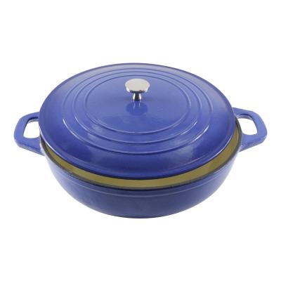 China Sustainable Seafood Casserole Large Enamel Cast Iron Shallow Stock Pot Cooking Pot With Standard Size for sale