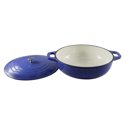 China Sustainable Hot Selling Cast Iron Pot Enamel Cast Iron Shallow Casserole With Lid for sale