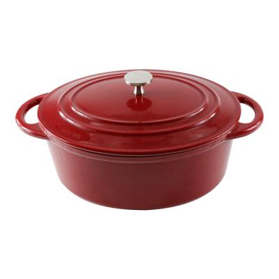 China Sustainable Enamel Cast Iron Kitchen Cookware Oval Food Pot Large Dutch Oven Cast Iron Casserole for sale