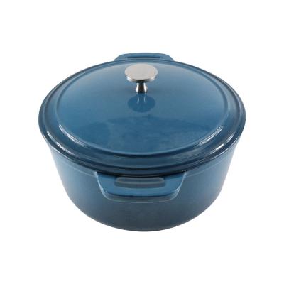 China Sustainable enamel cast iron casserole dish with glass cover and double stainless steel handles for sale